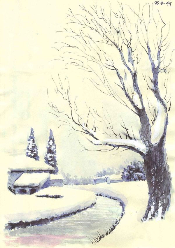 Paesaggio d’inverno con un grande albero, 20 agosto 1999