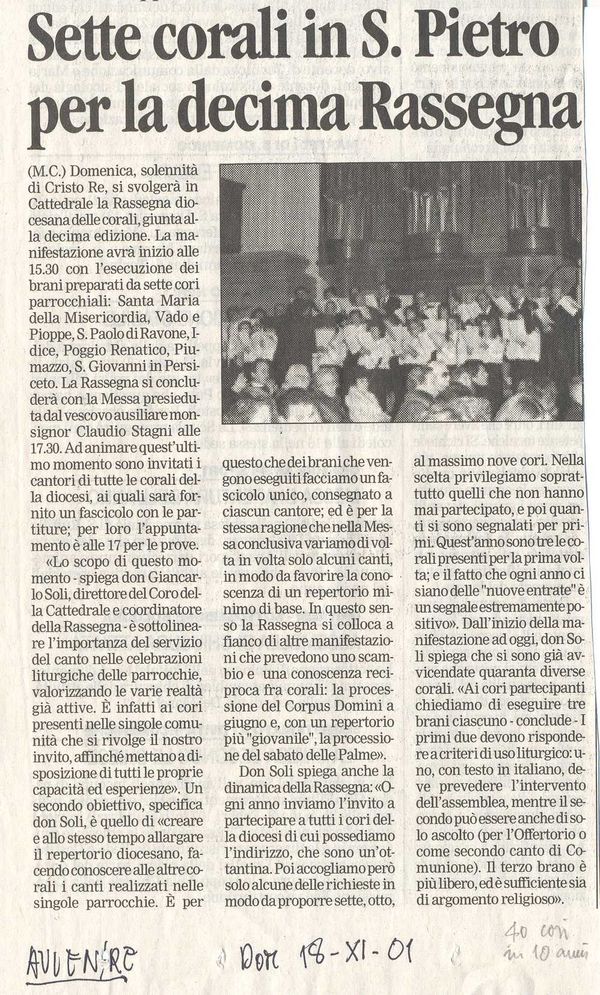 “Avvenire”, 18 novembre 2001