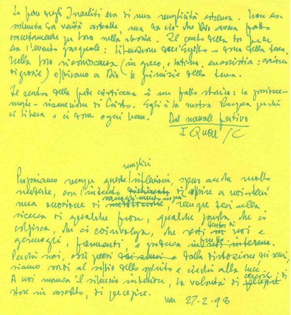 Fede e ascolto, 27 febbraio 1998