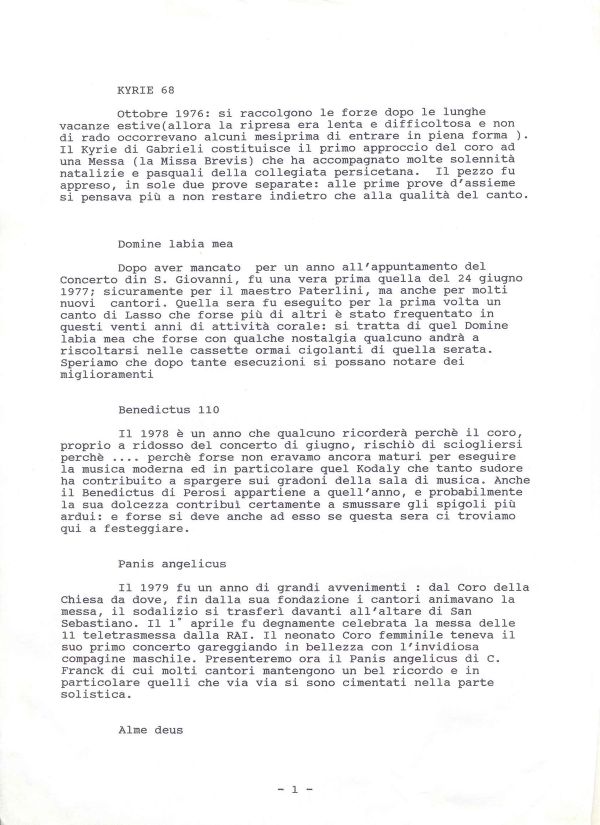 Idee per la presentazione del ventennale del coro, giugno 1993 (3/5)