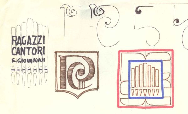 Canne d’organo e scritta “Ragazzi Cantori S. Giovanni”