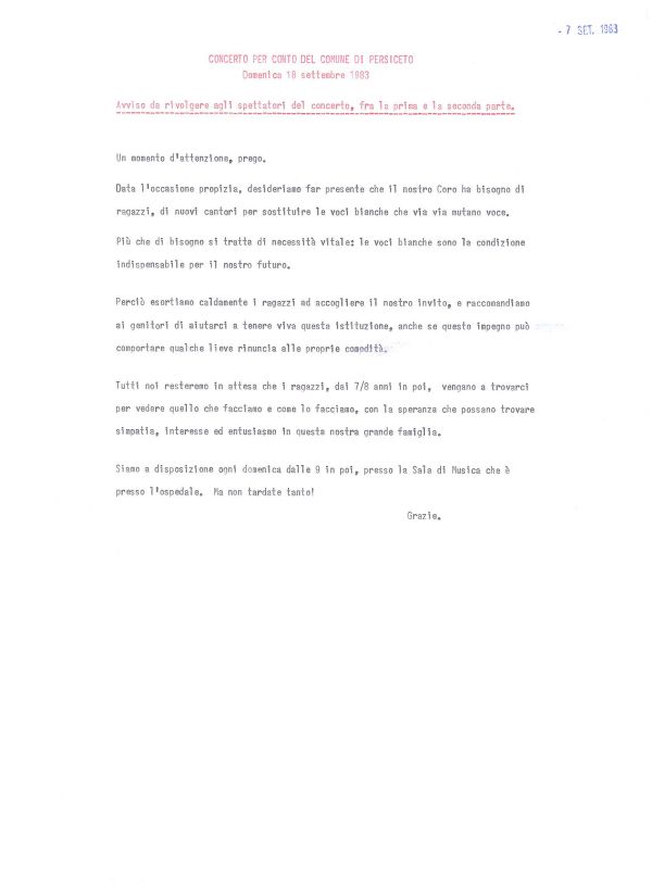Concerto per il Comune di Persiceto, 18 settembre 1983 (2/3)
