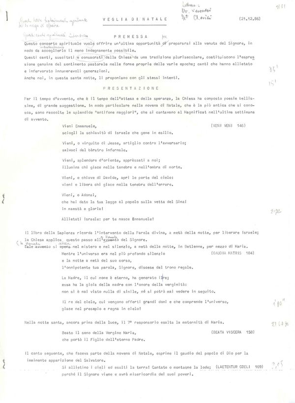 Veglia di Natale, dicembre 1986 (1/2)