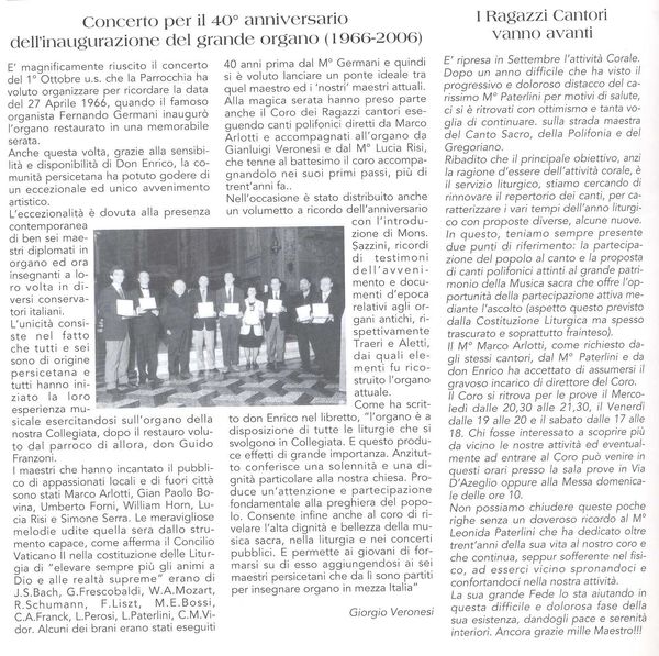 “La voce che chiama”, dicembre 2006