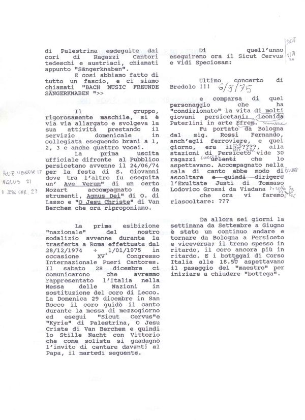 Idee per la presentazione del ventennale del coro, giugno 1993 (2/5)