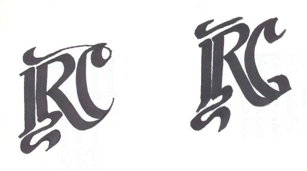 Monogramma RC calligrafico a china
