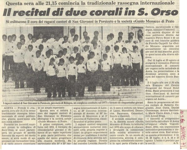 Aosta, “La Stampa”, 29 giugno 1985