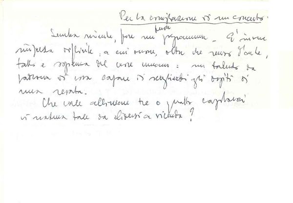 Per la compilazione di un concerto, seconda metà del 1986