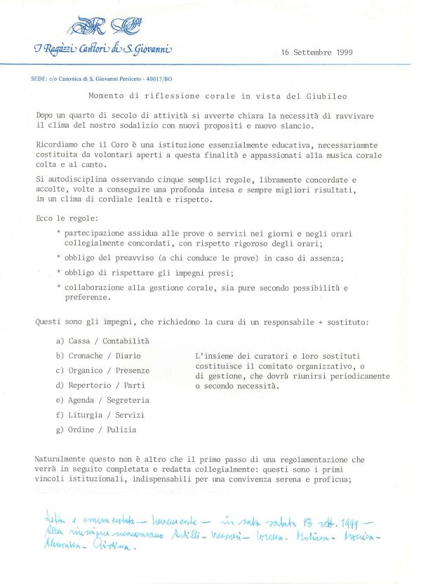 Verso il Giubileo, 16 settembre 1999
