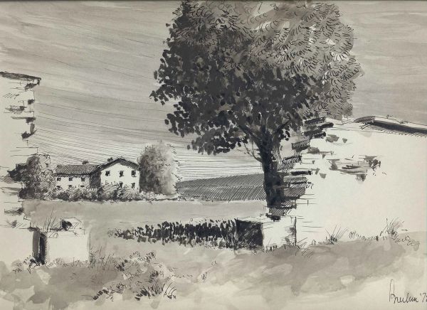 Campagna con un grande albero, 1972
