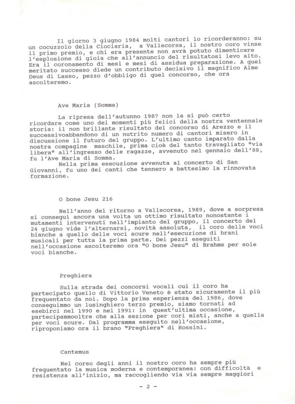 Idee per la presentazione del ventennale del coro, giugno 1993 (4/5)