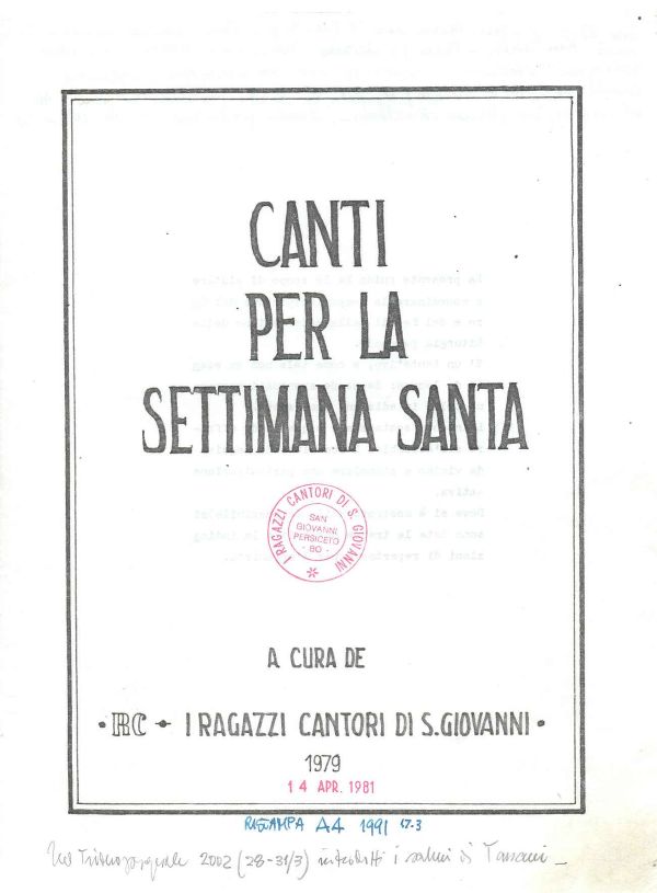 Canti per la Settimana santa, 1979 (1/8)