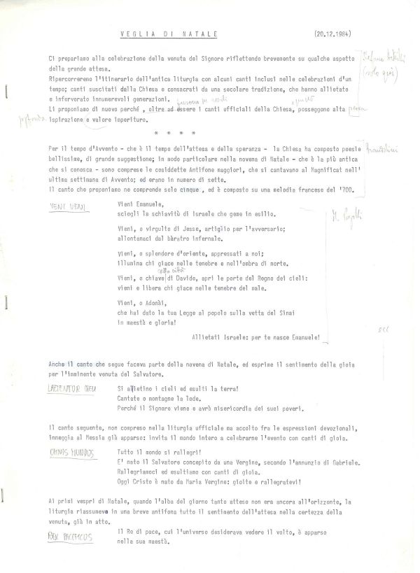 Veglia di Natale, dicembre 1984 (1/2)