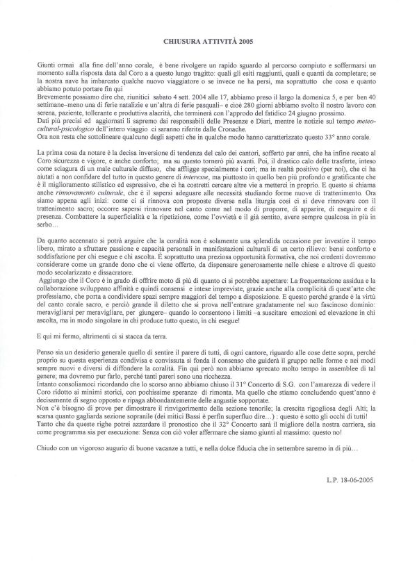Chiusura delle attività, 18 giugno 2005