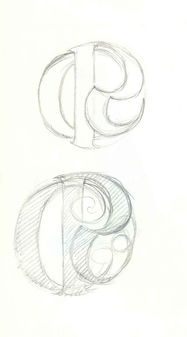 Monogramma RC, studi a matita