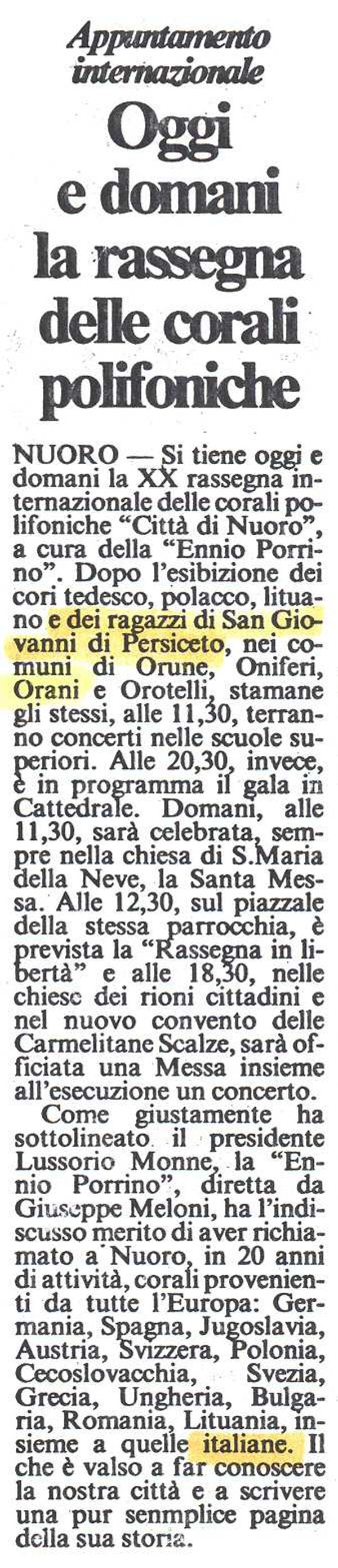 Nuoro, “L’Unione Sarda”, 2 aprile 1994