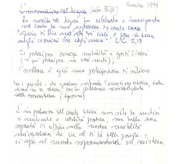 Sull’ascolto e il canto, dicembre 1999