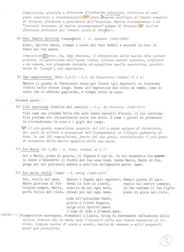 Bozza del dépliant per il trattenimento spirituale del 18 ottobre 1998 (2/3)