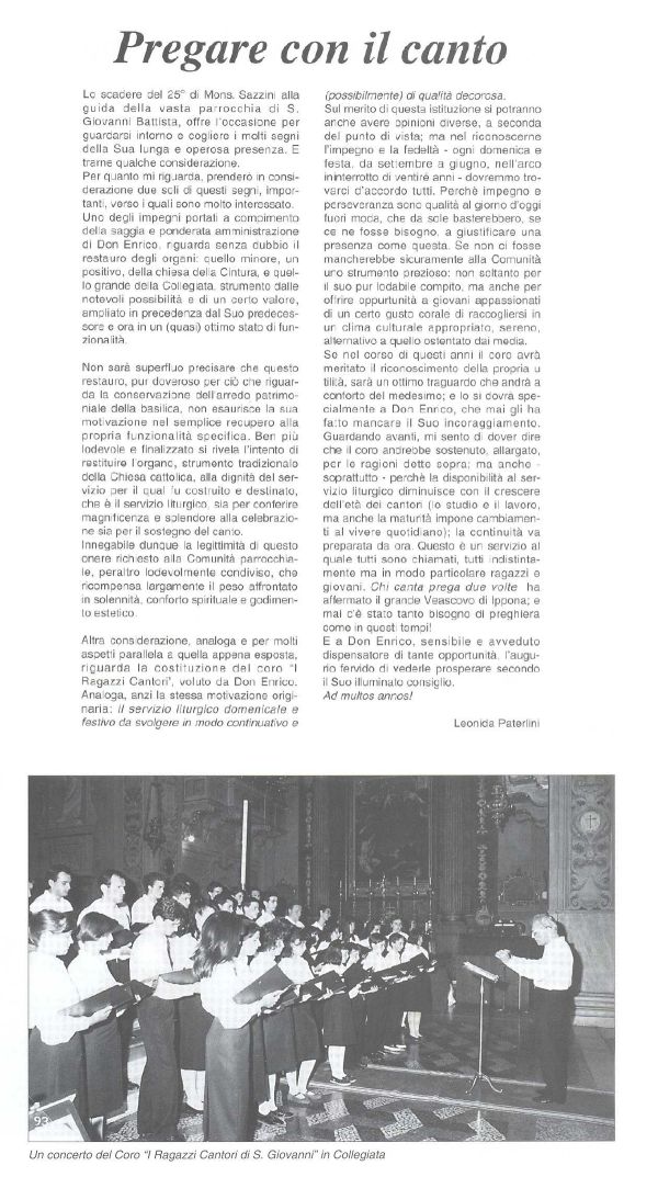 “La voce che chiama”, aprile 1996