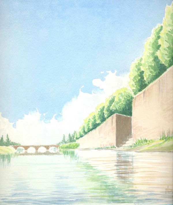 Fiume con un ponte, agosto 1974