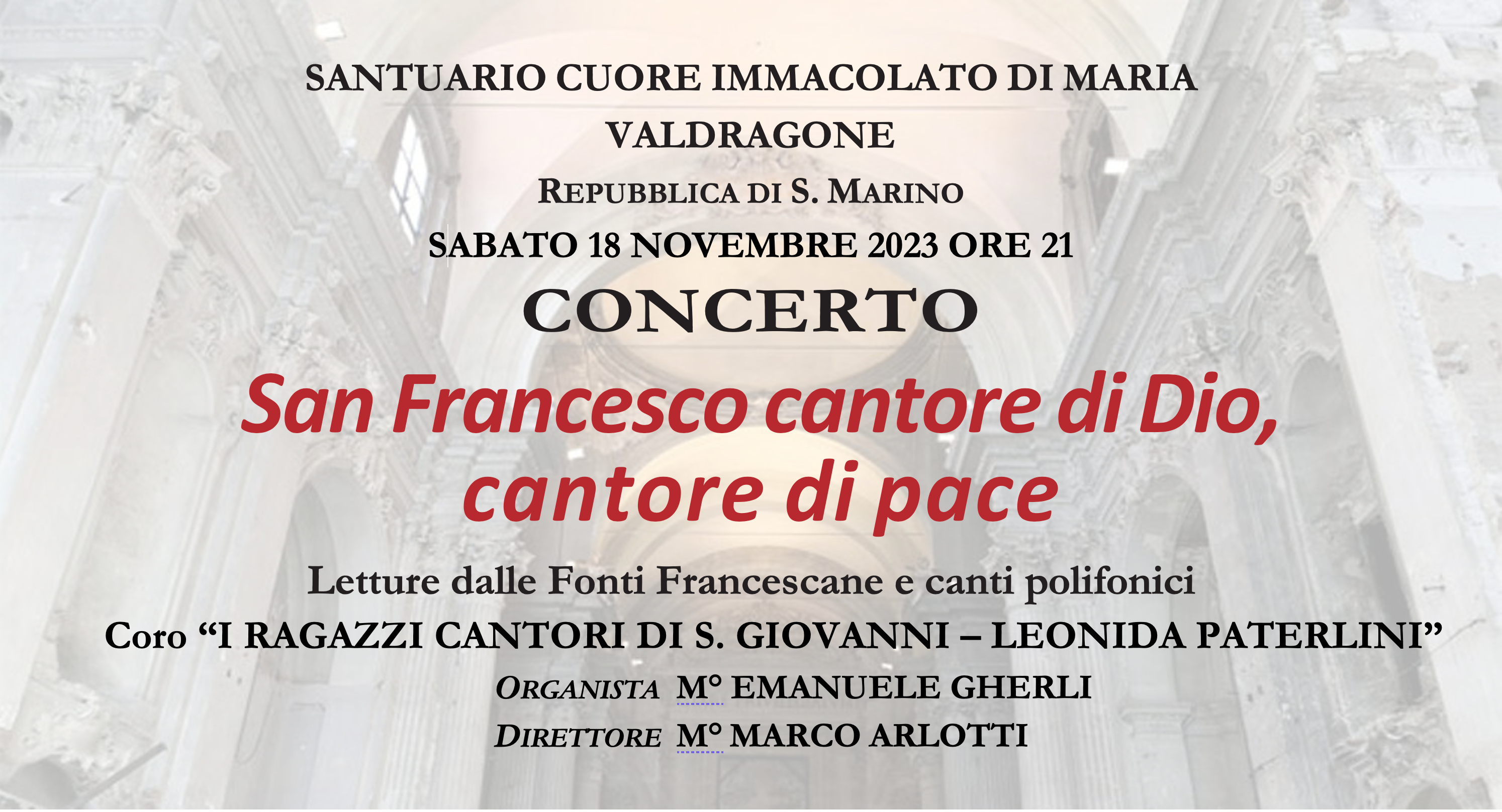 Concerto “San Francesco cantore di Dio, cantore di pace”