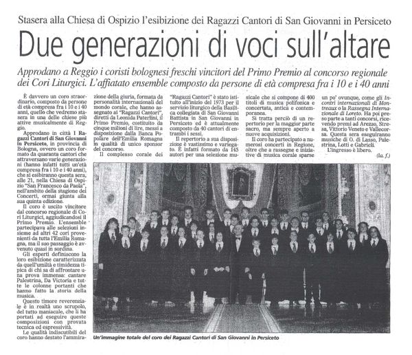 Ospizio, “Ultime Notizie” (Reggio Emilia), 16 gennaio 2001