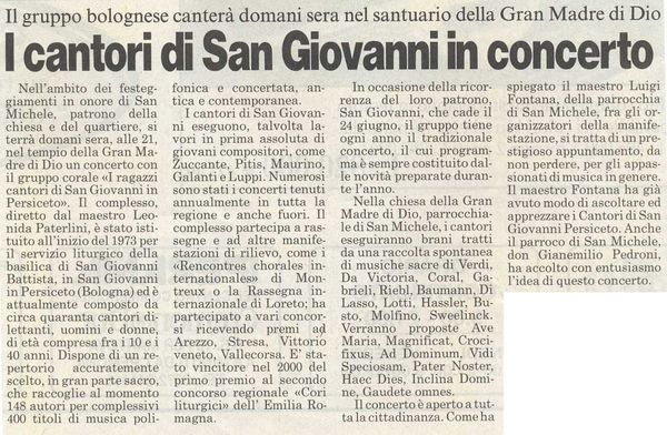 Fidenza, “Gazzetta di Parma”, 26 settembre 2001