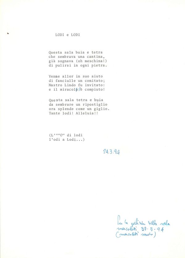 Lodi e lodi, 24 marzo 1994