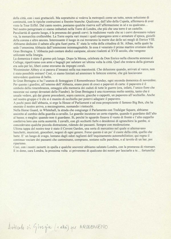 Londra, 4–7 novembre 2004: articolo per “Arcobaleno” (2/2)