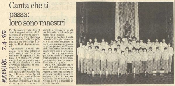 Su Loreto, “Avvenire”, 7 aprile 1985