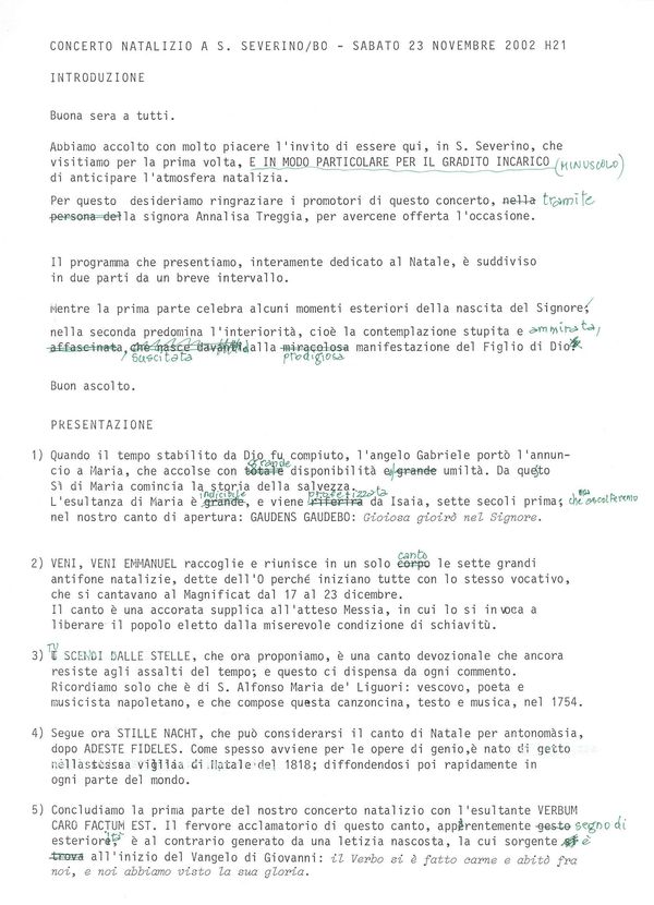 Concerto natalizio a San Severino, 23 novembre 2002 (1/2)