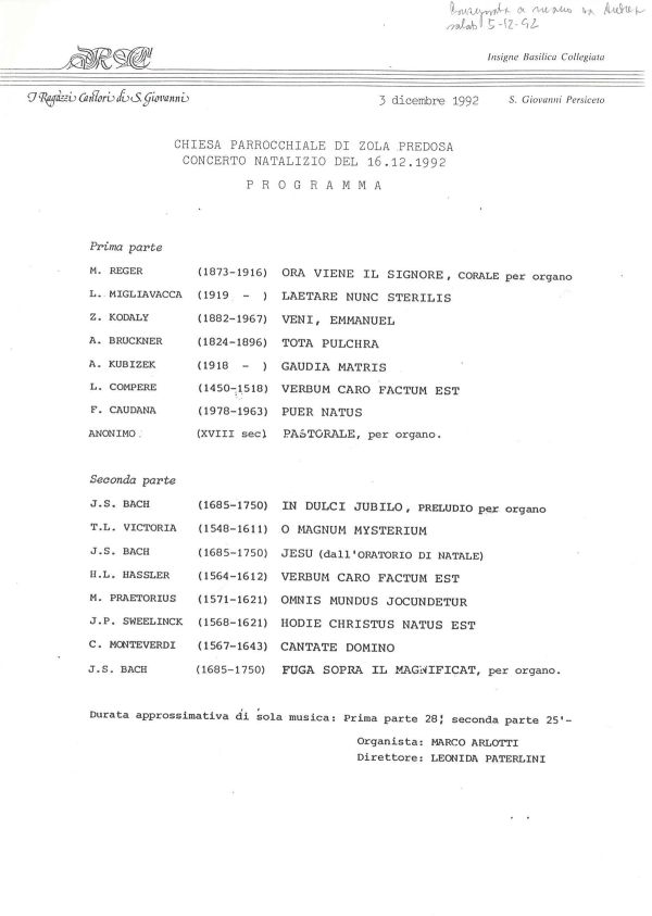 Zola Predosa, 16 dicembre 1992