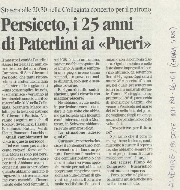 “Avvenire”, 24 giugno 2001