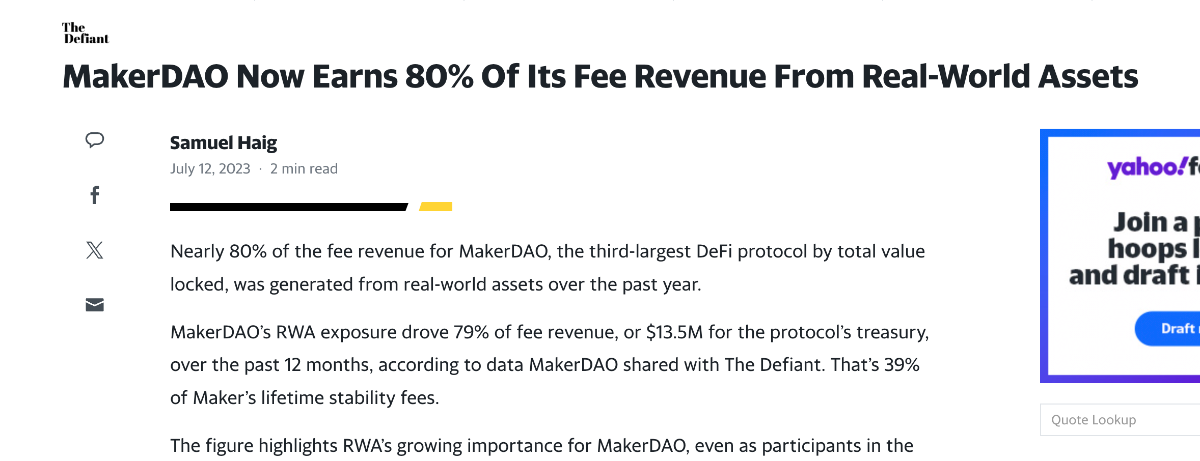MakerDAO touches RWA