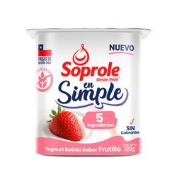 Yogurt Batido Soprole Simple Natural 5 Ingredientes Frutilla 120 g