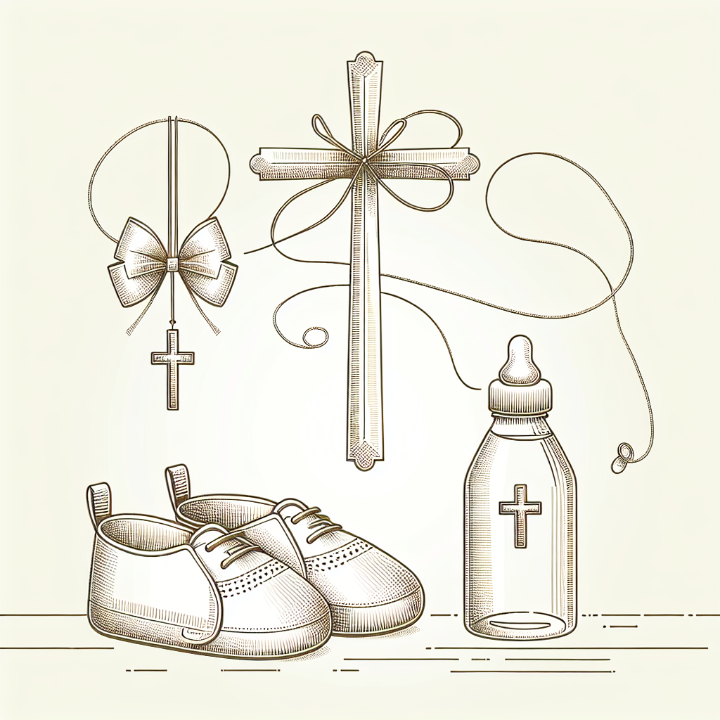 quel cadeau pour un bapteme - Illustration style line art