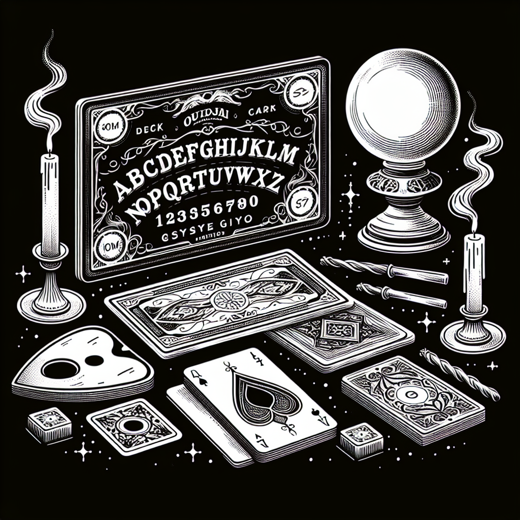 Quels cadeaux offrir pour une séance de spiritisme entre amis - Illustration style line art