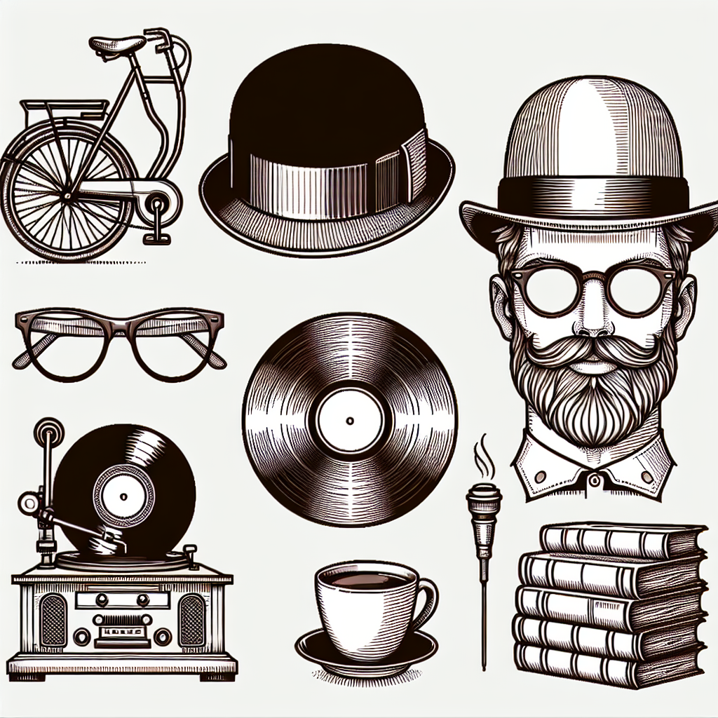 Quel cadeau pour un hipster dans les 30 ans - Illustration style line art