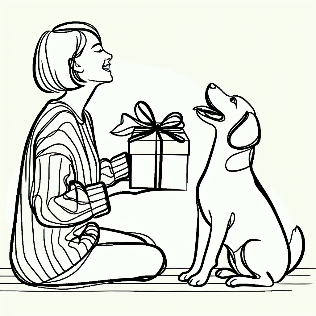 Quel cadeau offrir à un propriétaire de chien - Illustration style line art