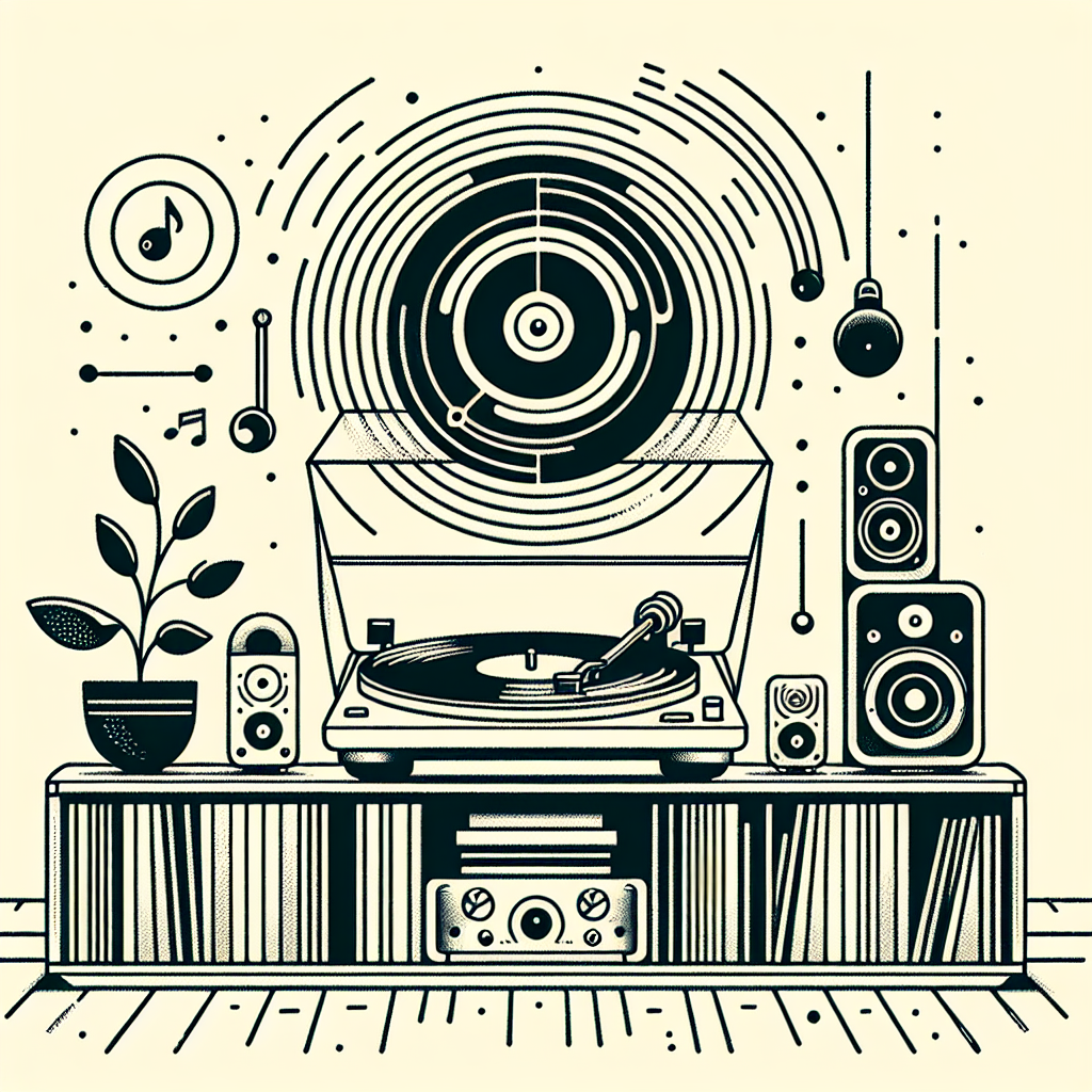 Quel cadeau offir à un fan disque vinyle? - Illustration style line art