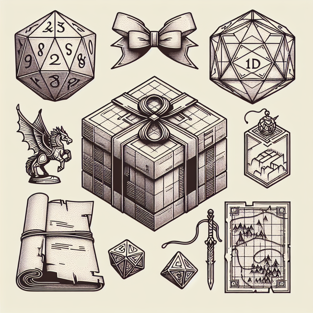 Quel cadeau offrir à un fan de D&D? - Illustration style line art