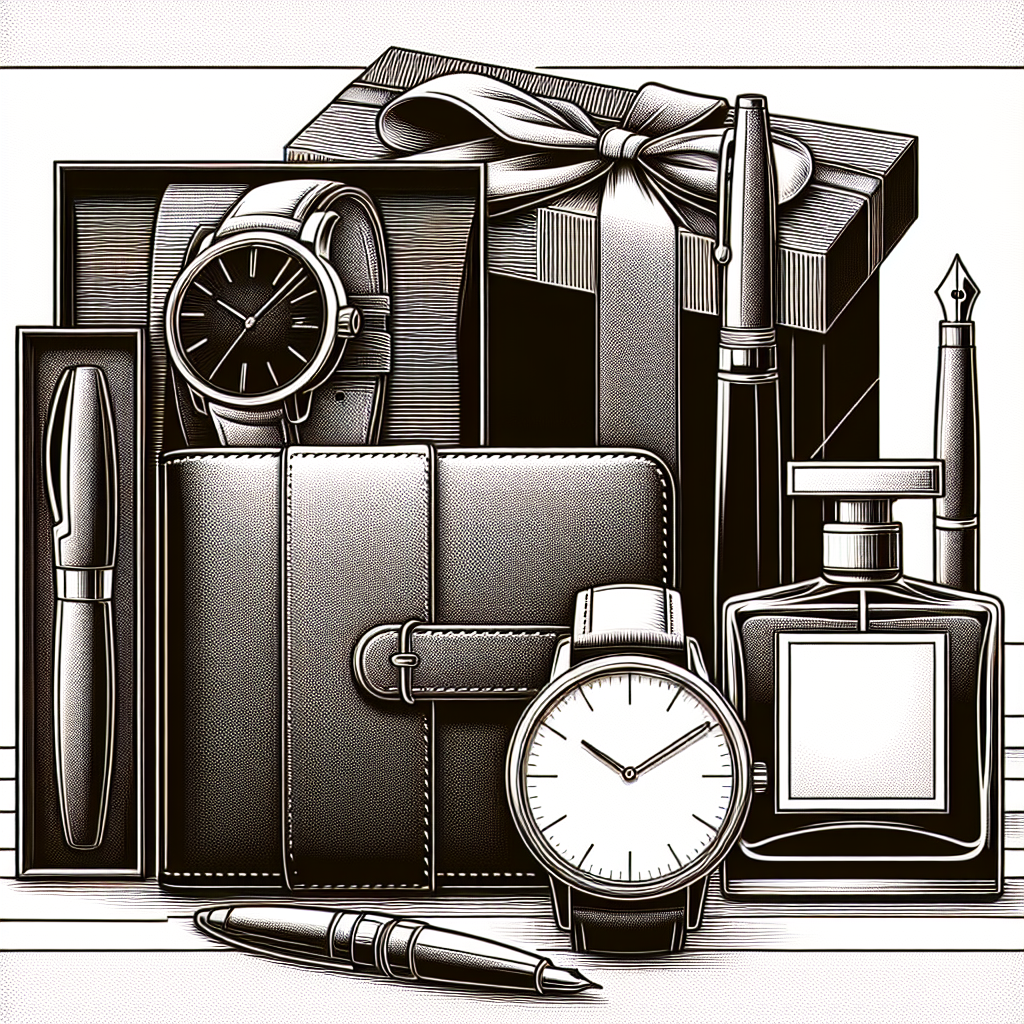 quel cadeau offrir à un homme pour son anniversaire - Illustration style line art