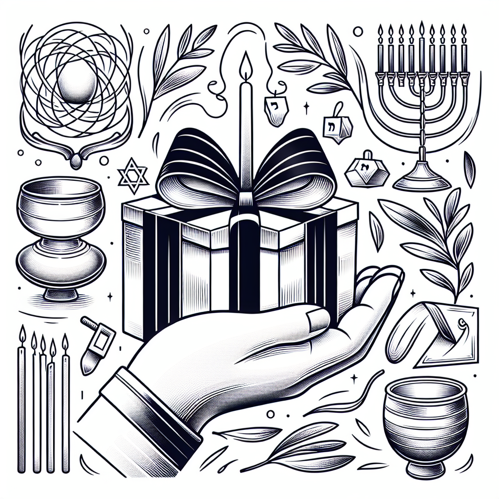 Qu'offrir pour Hanoukka  - Illustration style line art