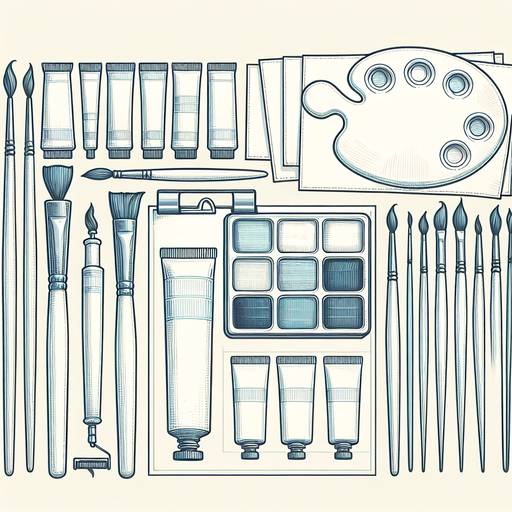 Le cadeau pour un peintre d'aquarelle - Illustration style line art