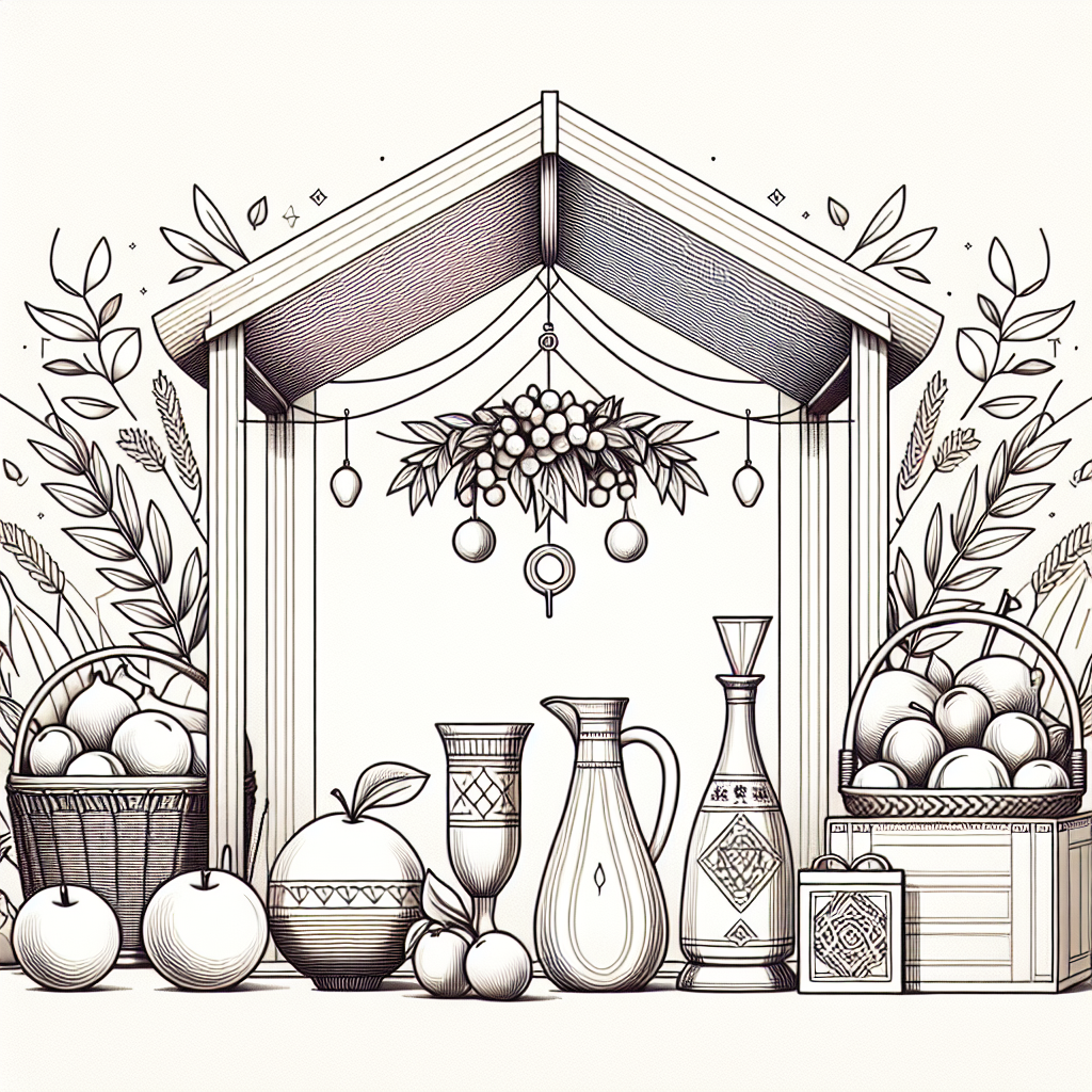 Qu'offrir pour Souccot  - Illustration style line art