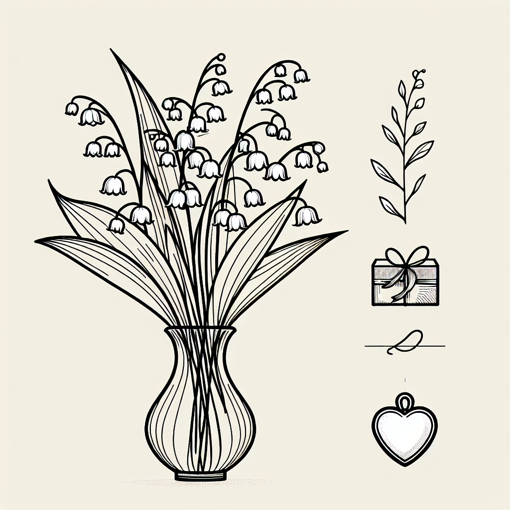 Quel cadeau offrir pour les 13 ans ans de mariage : Noces de muguet ? - Illustration style line art