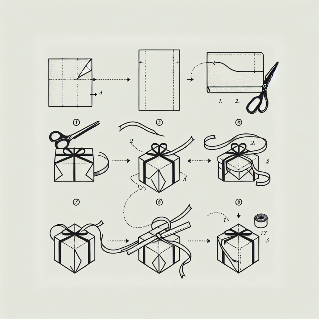 comment emballer un cadeau - Illustration style line art