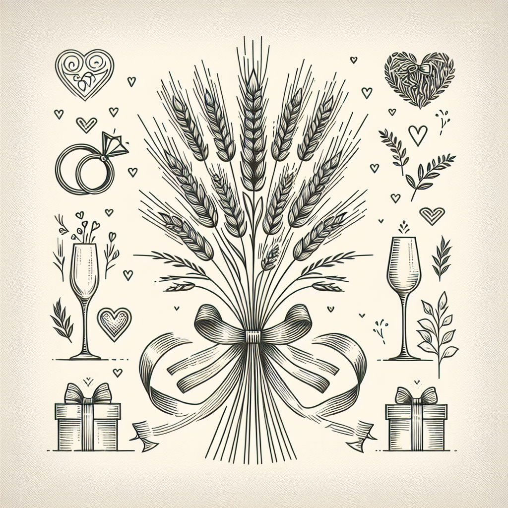 Quel cadeau offrir pour les 3 ans ans de mariage : Noces de froment ? - Illustration style line art