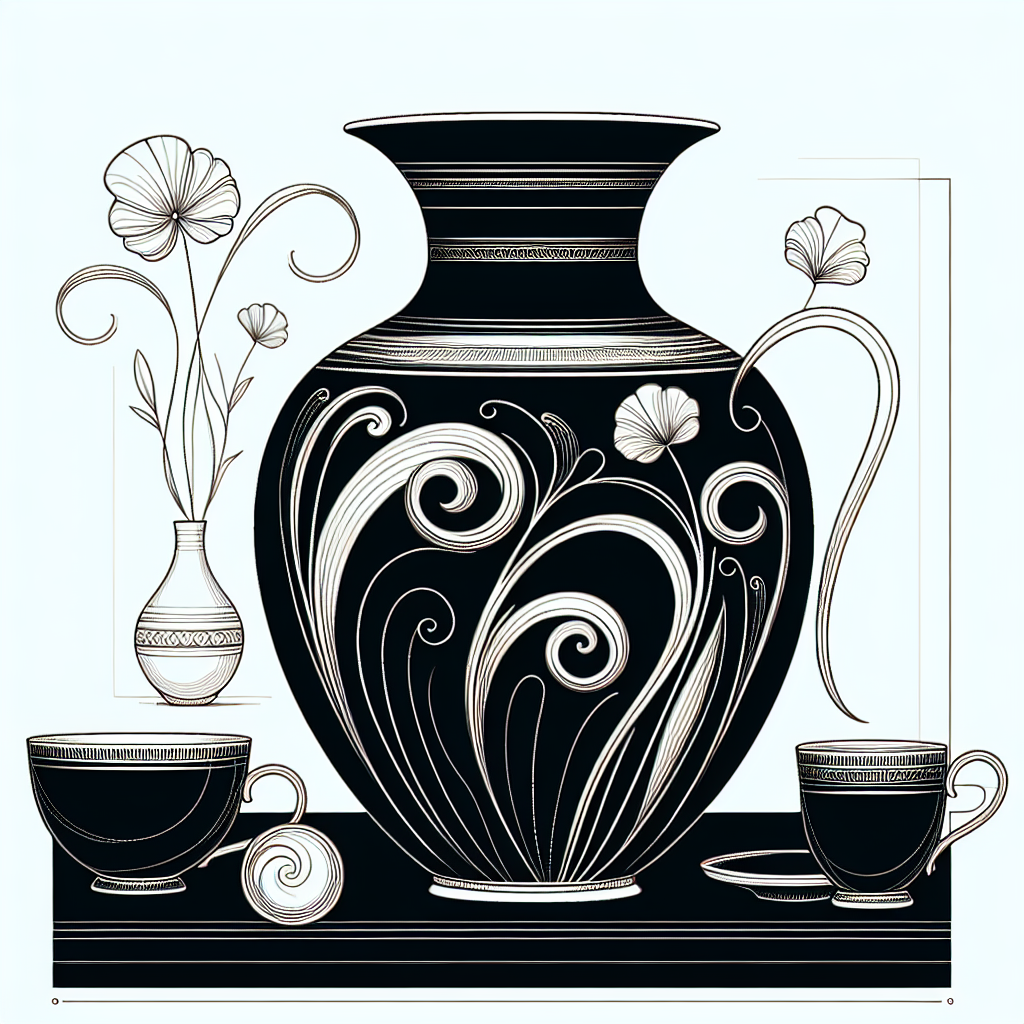 Quel cadeau offrir pour les 9 ans ans de mariage : Noces de faïence ? - Illustration style line art