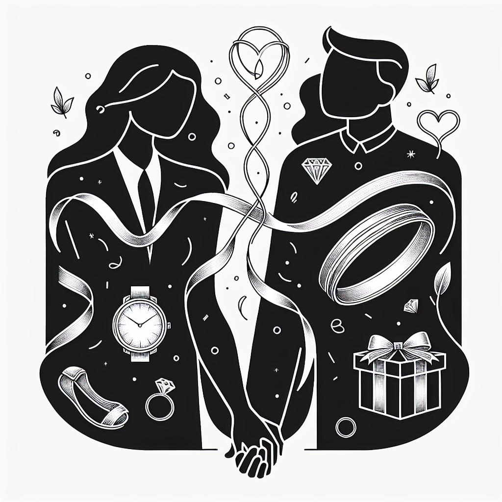 Quel cadeau offrir pour les 25 ans ans de mariage : Noces d'argent ? - Illustration style line art